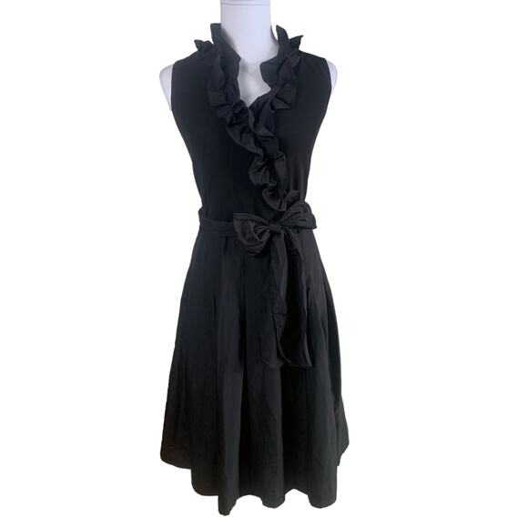 Jessica Howard Dresses & Skirts - Vintage Jessica Howard Size 16 Fit and Flare Ruffle Dress Black Pleated Formal